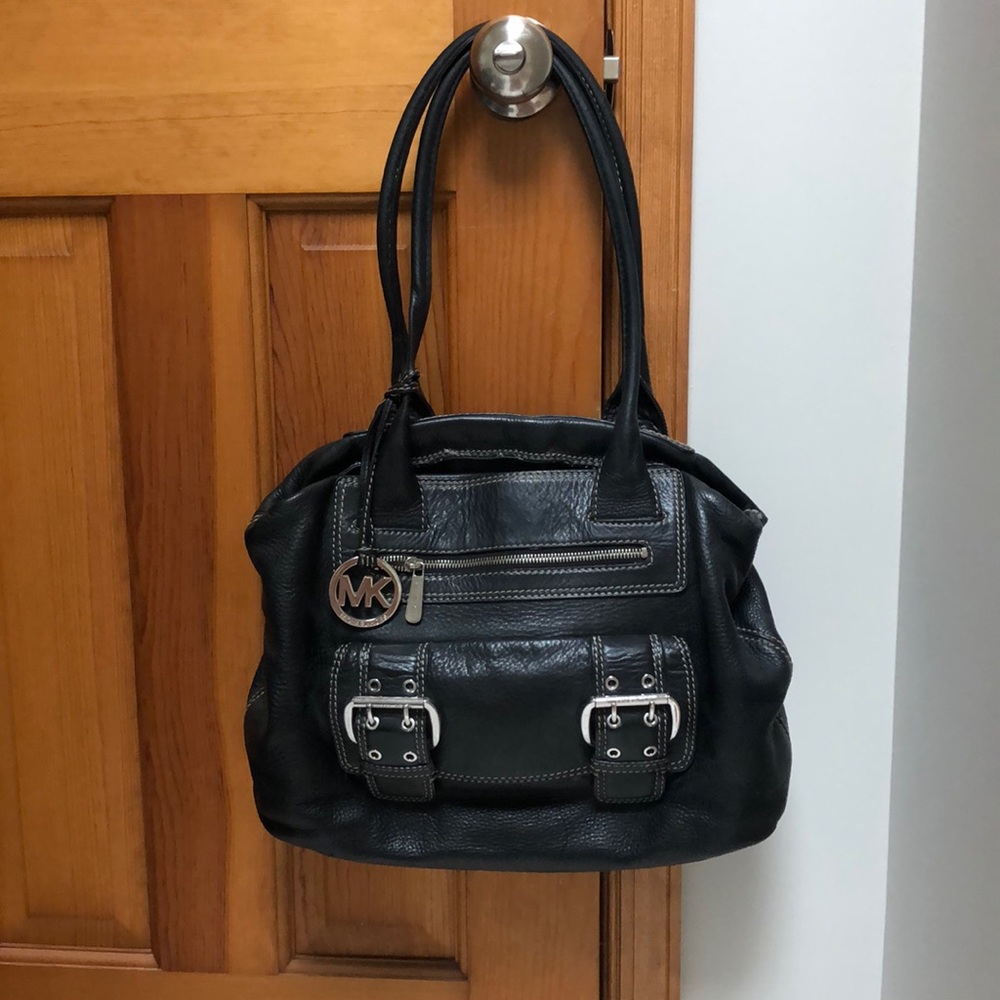 Black leather MK bag